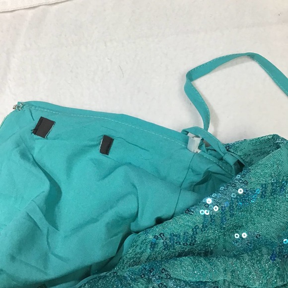 LULU'S SZ S Glittering Presence Teal Green Sequin Lace-Up Maxi Dress NEW B17 - Picture 6 of 9